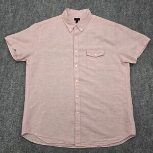 J Crew Shirt Mens XL Pink White Stripe Baird Mcnutt Irish Linen Blend Button Up